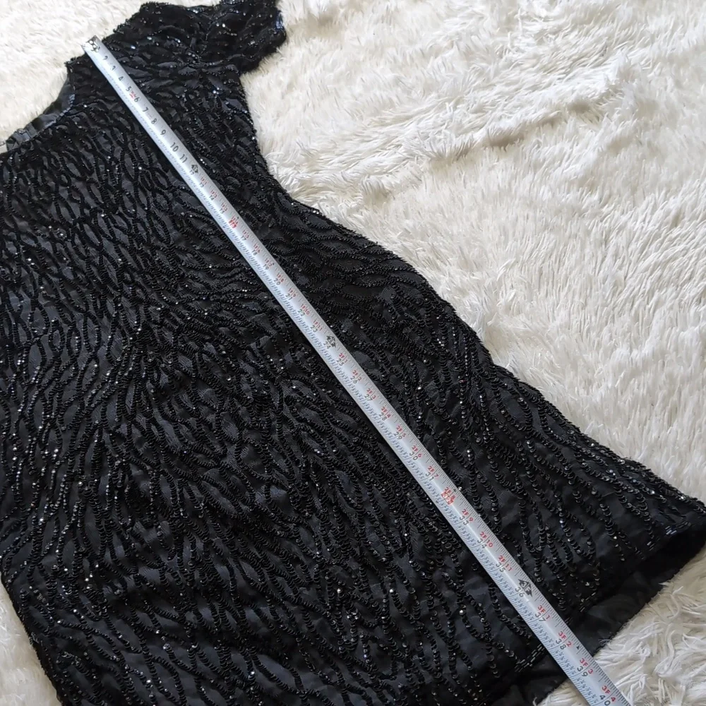 80s Vintage Silky Nites by Cherish Black Sequin & Beaded Cocktail Dress - Picture 15 of 15